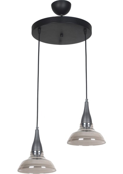 Beray Özel Tasarım Salon - Yatak Odası - Mutfak - Füme Camlı 2 Li Avize