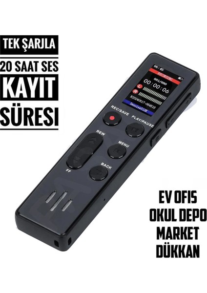64 GB Premium Yeni Model LED Ekranlı Profesyonel Ses Kayıt Cihazı Okul Ders Not,toplantı Röportaj