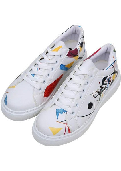 Kadın Vegan Deri Beyaz Sneakers - Crash Of Neuron Tasarım