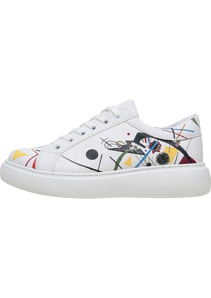 Kadın Vegan Deri Beyaz Sneakers - Crash Of Neuron Tasarım modelleri