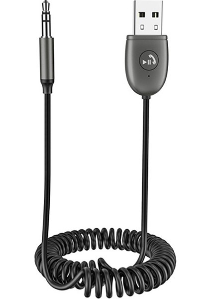 Go Des GD-BT27 Spiral Kablo Tasarımlı Aux Bluetooth Adaptör V5.1 Siyah