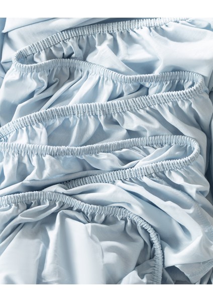 Manon Çift Kişilik %100 Pamuk Ranforce Lastikli Çarşaf Takımı - Açık Mavi fırsatları