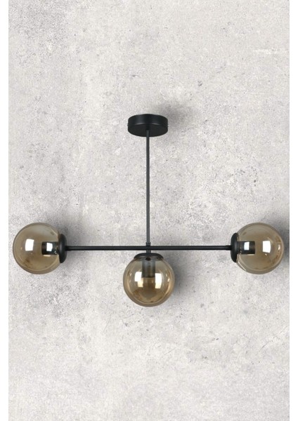 Neron Özel Tasarım Esiyah Renk Globe Bal Camlı Salon - Mutfak - Yatak Odası 3'lü Avize fırsatları