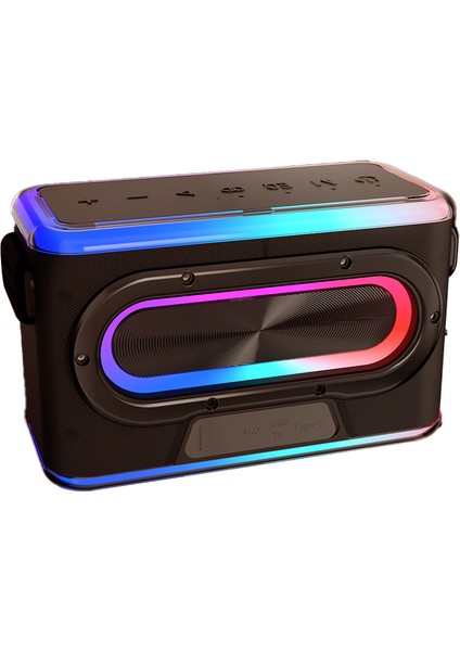 S834 Rgb LED Işıklı Bluetooth Speaker Hoparlör ve Karaoke Bluetooth Mikrofon Siyah