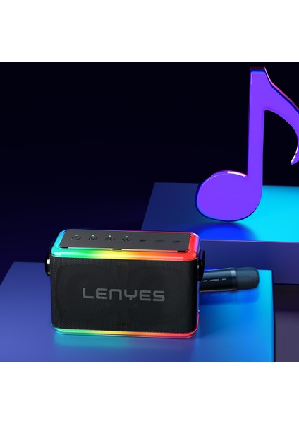 S834 Rgb LED Işıklı Bluetooth Speaker Hoparlör ve Karaoke Bluetooth Mikrofon Siyah