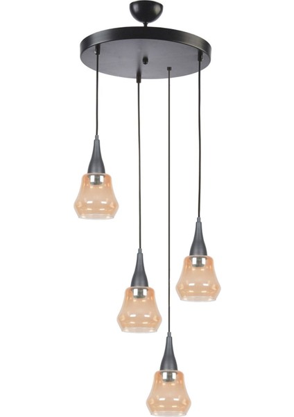 Defor Özel Tasarım Salon - Yatak Odası - Mutfak - Bal Camlı 4 Lü Avize