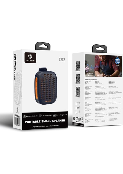 S232 Tws Mandallı Bluetooth Speaker Hoparlör V5.4 Siyah