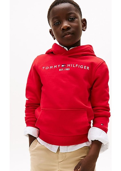 Erkek Çocuk Th Kapüşonlu Sweatshirt - Kırmızı