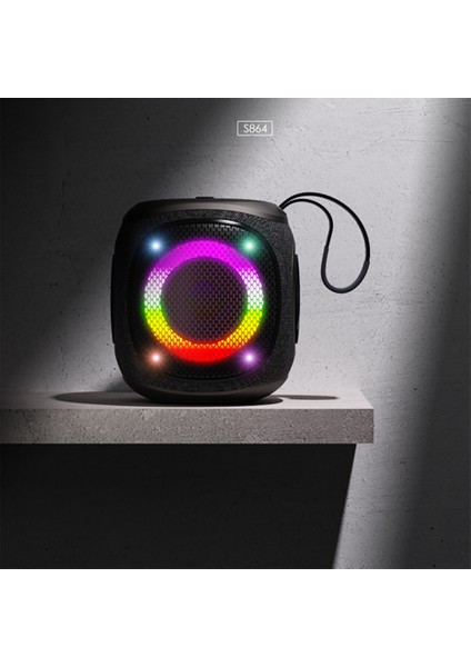 S864 Rgb Işıklı Taşınabilir Tws Bluetooth Speaker Hoparlör V5.3 Siyah