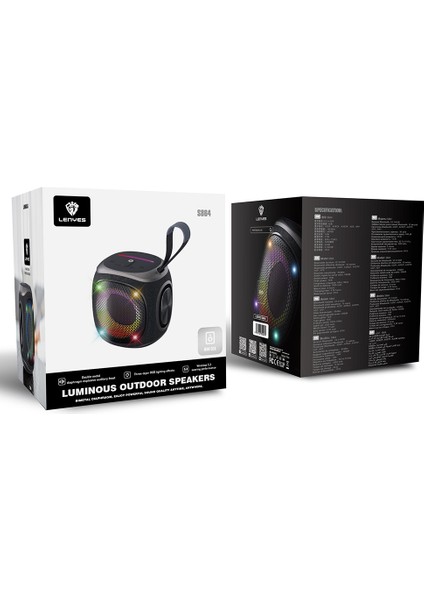 S864 Rgb Işıklı Taşınabilir Tws Bluetooth Speaker Hoparlör V5.3 Siyah