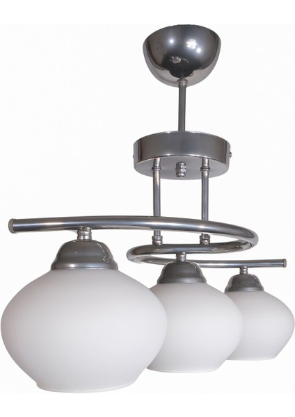 Fuji Modern Dekoratif Krom Renk 3 Lü Avize Salon - Mutfak - Yatak Odası