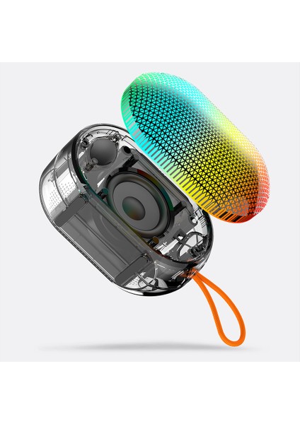 S212 Su Geçirmez Rgb Işıklı Askılı Taşınabilir Kablosuz Bluetooth Hoparlör V5.3 Siyah