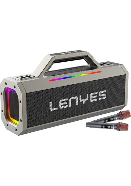 S833 Rgb LED Işıklı Bluetooth Speaker Hoparlör ve Karaoke Bluetooth Mikrofon V5.0 Siyah