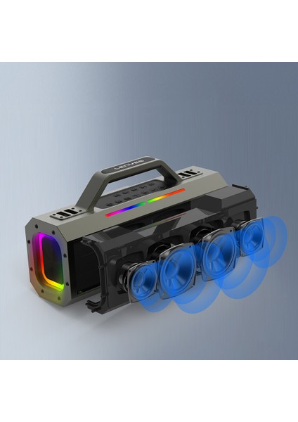 S833 Rgb LED Işıklı Bluetooth Speaker Hoparlör ve Karaoke Bluetooth Mikrofon V5.0 Siyah