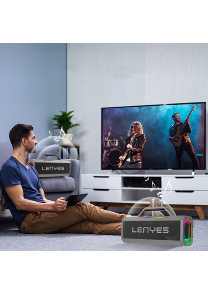 S833 Rgb LED Işıklı Bluetooth Speaker Hoparlör ve Karaoke Bluetooth Mikrofon V5.0 Siyah