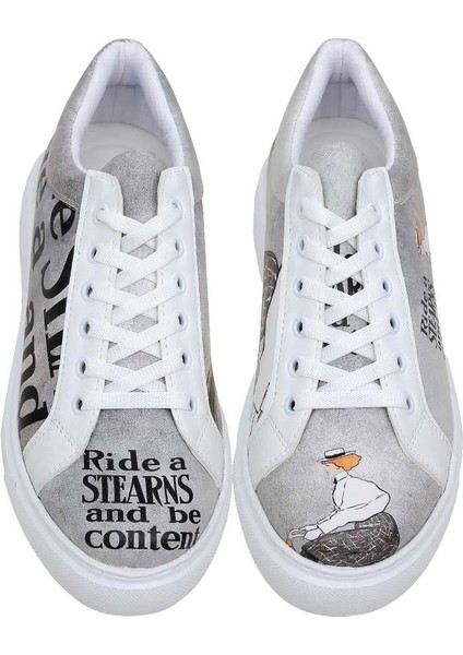 Kadın Vegan Deri Gri Sneakers - Rider Woman Tasarım modelleri
