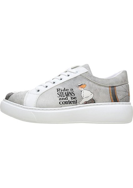 Kadın Vegan Deri Gri Sneakers - Rider Woman Tasarım fırsatları