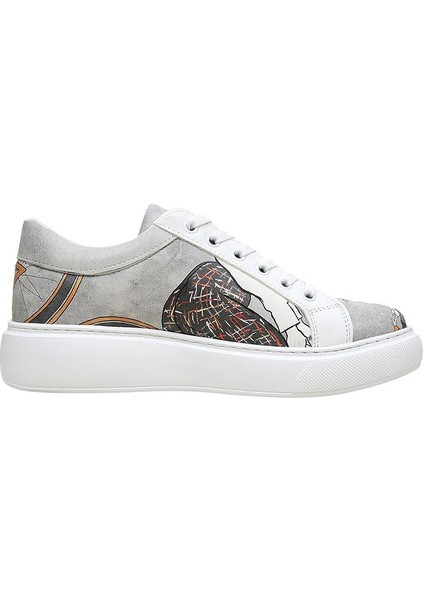 Kadın Vegan Deri Gri Sneakers - Rider Woman Tasarım indirimleri