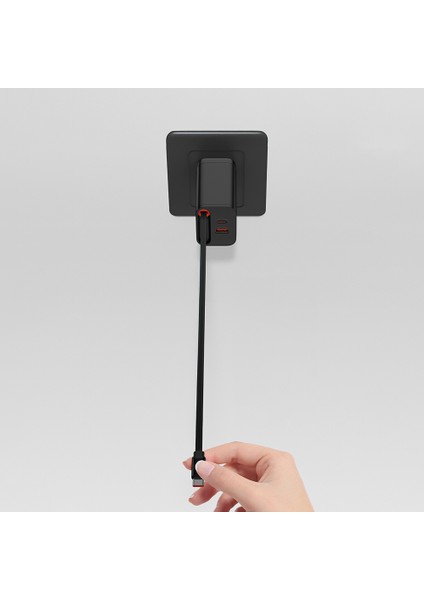 RC103E Gan Teknolojili Şarj Başlığı Usb-A To Type-C Pd 67W Type-C Kablolu Şarj Seti Siyah