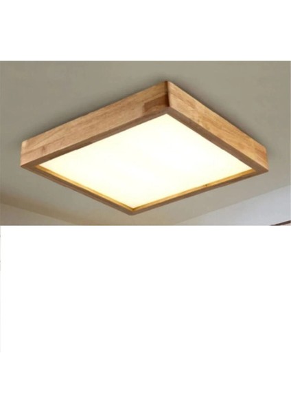 Öztu Ahşap Tavan LED Aydınlatma Avize 30 x 30N cm Salon Yatak Odası Mutfak 6500K Beyaz Işık