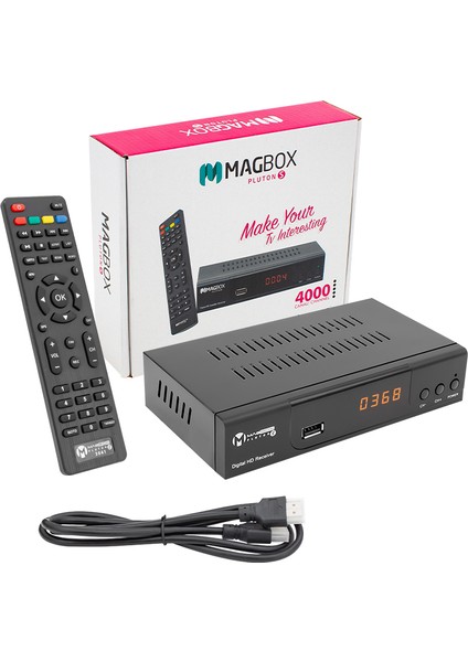 Magbox Pluton S Yeni Model Kasalı Full Hd Uydu Alıcısı Tkgsli (Scart+Hd) HDMI Kablo Dahil (4172)