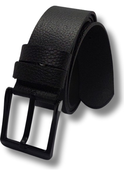 Dana Derisi Erkek Kemer, 4.5 cm Genişlik, Siyah Çelik Toka, Kot Pantolon ve Kanvas Uyumlu