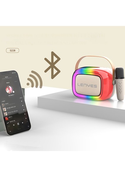 S228 Rgb Işıklı Askılı Mikrofonlu Bluetooth Speaker Hoparlör V5.3 Bej
