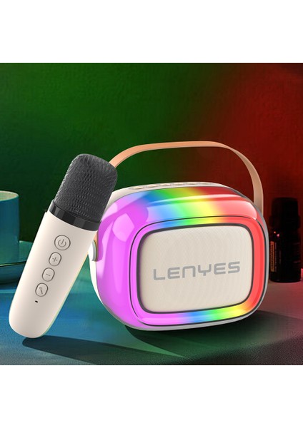 S228 Rgb Işıklı Askılı Mikrofonlu Bluetooth Speaker Hoparlör V5.3 Bej