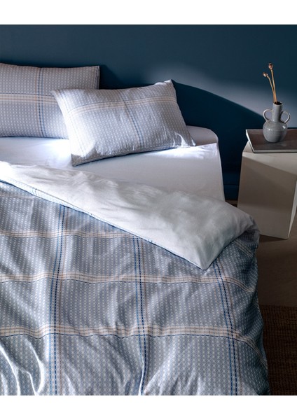Klaw King Size %100 Pamuk Ranforce Baskılı Nevresim Takımı - Mavi