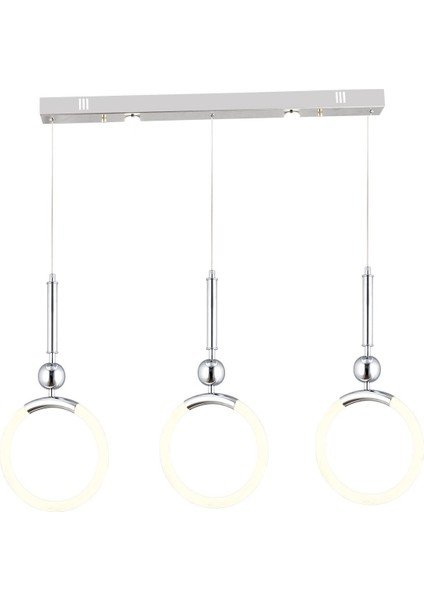 Struer 3'lü Sıralı Krom Ledli Modern Koridor, Yatak Odası Salon Sarkıt LED Avize