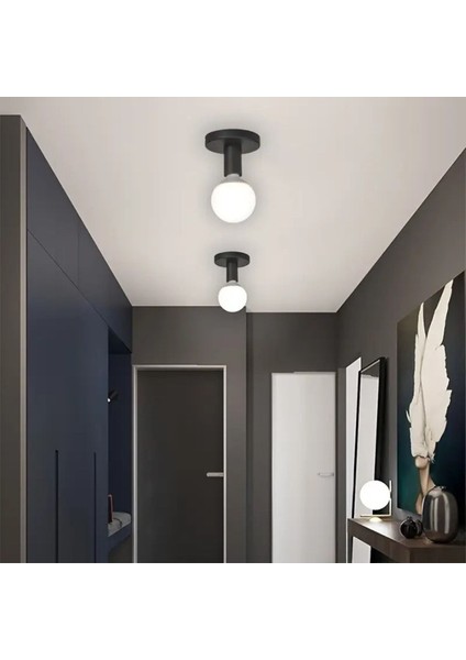 2 Adet Ricardo Siyah Plafonyer Oda Hol Antre Koridor Salon Aplik Banyo Otel Aydınlatma Yatak Odası