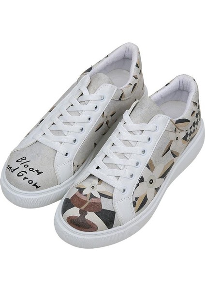 Kadın Vegan Deri Bej Sneakers - Bloom And Grow Tasarım