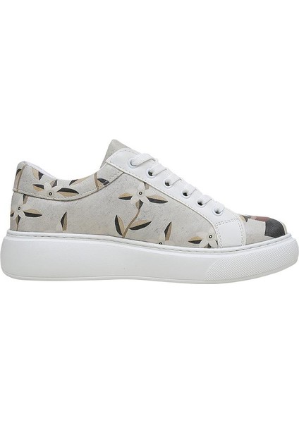 Kadın Vegan Deri Bej Sneakers - Bloom And Grow Tasarım indirimleri