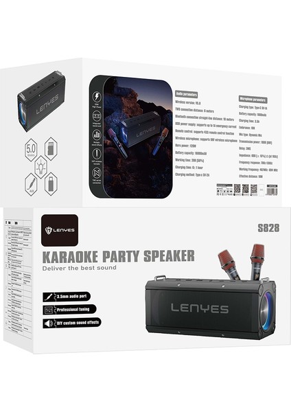 S828 Rgb LED Işıklı Tws Bluetooth Speaker Hoparlör V5.0 Siyah