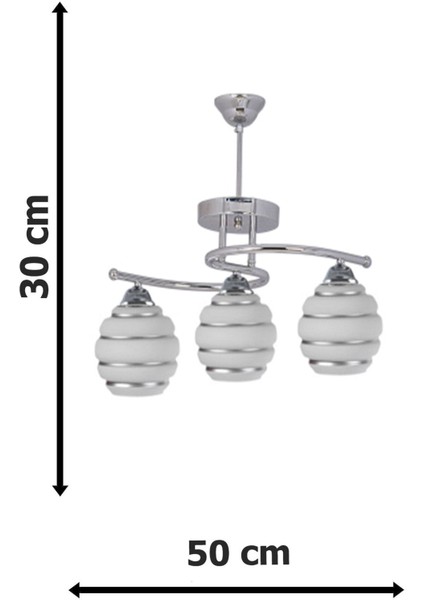 Fuji 2046 Camlı Modern Krom Kasa Gümüş Desenli Salon - Mutfak - Yatak Odası 3 Lü Avize fiyatları