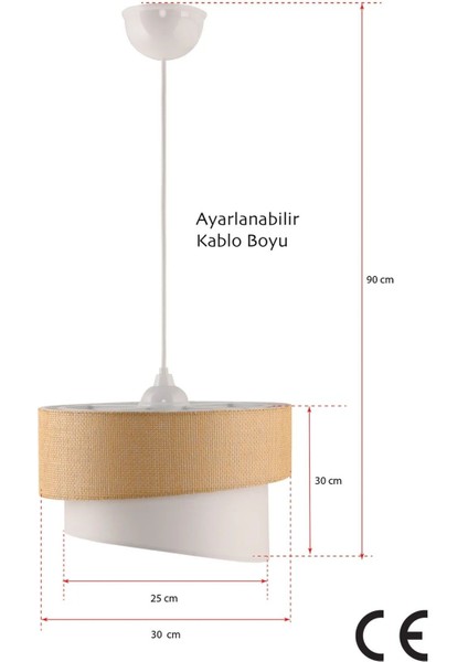 Manolya Modern Kumaş Başlıklı 2 Katlı Yatak Odası Çocuk Odası Salon Mutfak Hol Avize