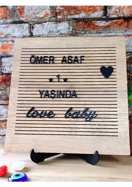 Rustik Ahşap Mesaj Panosu Yazı Tahtası &148 Türkçe Karakterli Harf Seti