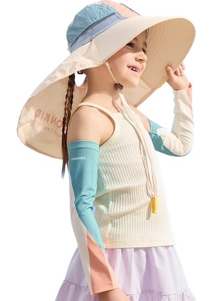 Yaz Bebek Orijinal Iplik Güneş Şapkası Kızlar ve Erkekler Için Yeni Plaj Deniz Kenarı Bebek Büyük Siperlik Boyutu: 54-56CM (Yurt Dışından)