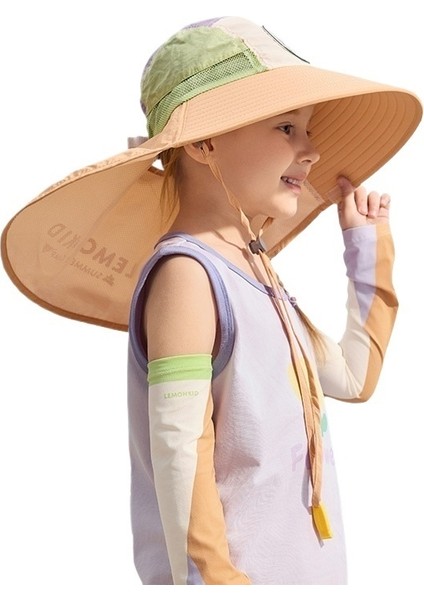 Yaz Bebek Orijinal Iplik Güneş Şapkası Kızlar ve Erkekler Için Yeni Plaj Deniz Kenarı Bebek Büyük Siperlik Boyutu: 54-56CM (Yurt Dışından)