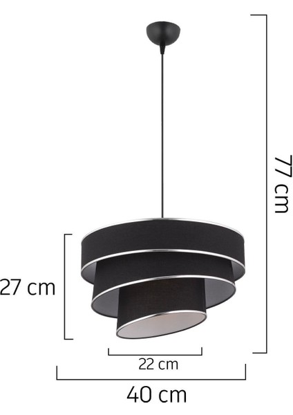 Paoni 3 Katlı Siyah Gümüş Detaylı Modern Koridor,yatak Odası Salon Avize fırsatları