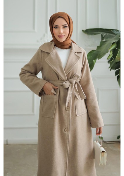 Kapak Detaylı Kaşe Kaban Vizon fiyatları