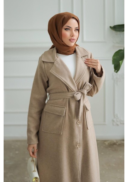 Kapak Detaylı Kaşe Kaban Vizon fırsatları