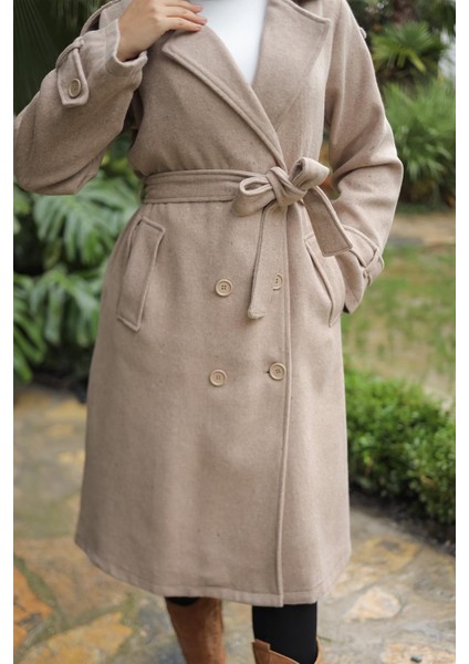 Apolet Detaylı Kaşe Kaban Vizon fırsatları