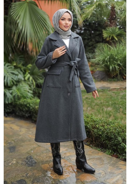 Kapak Detaylı Kaşe Kaban Antrasit fırsatları