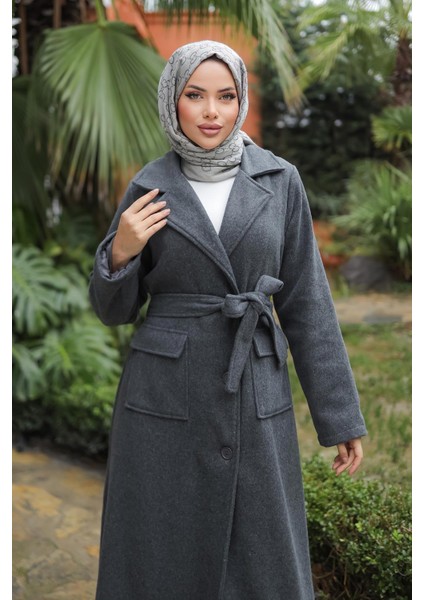 Kapak Detaylı Kaşe Kaban Antrasit indirimleri