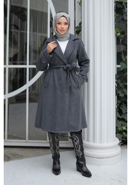 Apolet Detaylı Kaşe Kaban Antrasit fırsatları