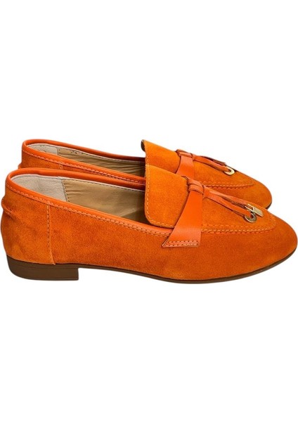 Oranj Süet Deri Loafer