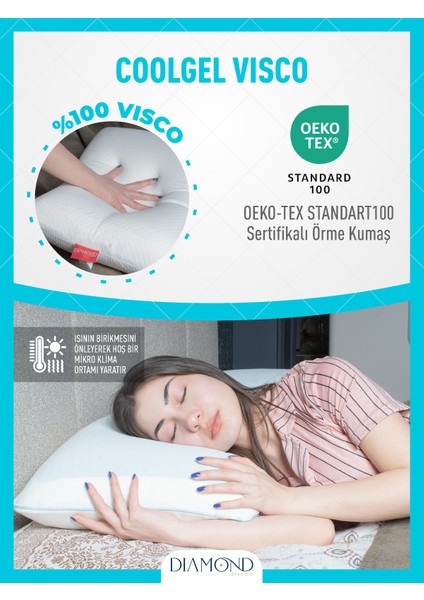 Soğutucu Jel Özellikli Ortopedik %100 Visco Coolgel Yastık Medikal Yaz Kış Çift Taraflı Kılıflı ve Fermuarlı fırsatları