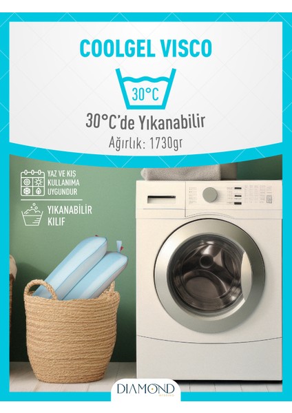Soğutucu Jel Özellikli Ortopedik %100 Visco Coolgel Yastık Medikal Yaz Kış Çift Taraflı Kılıflı ve Fermuarlı