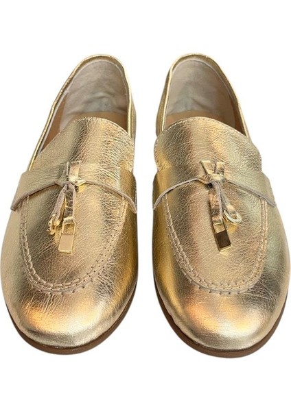 Gold Deri Loafer
